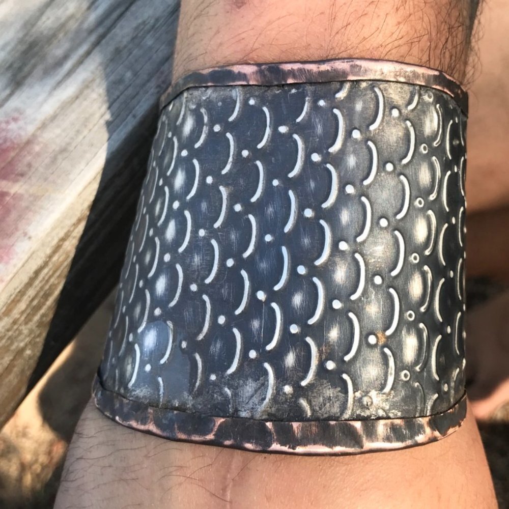 Gladiator Mermaid Medieval Sterling Silver 925 Copper Cuff Wide Rustic Handmade 404$